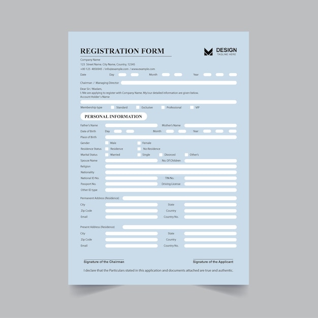 Registration Form Template