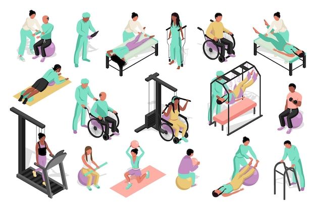 Vector rehabilitation isometric people