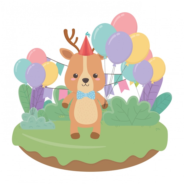 Reindeer cartoon with happy birthday  