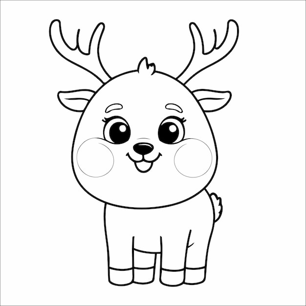 Reindeer Coloring Page Drawing For Children