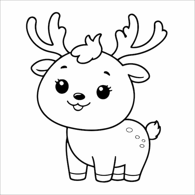 Reindeer Coloring Page Drawing For Kids