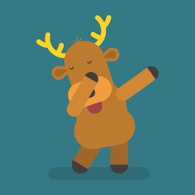 Reindeer shows dub movement. Vector character. Vector Illustration