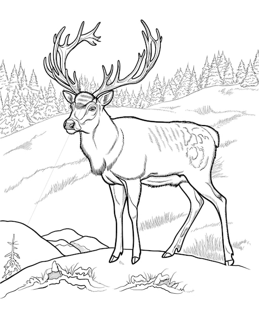 Vector a reindeer with a deer head and antlers on it