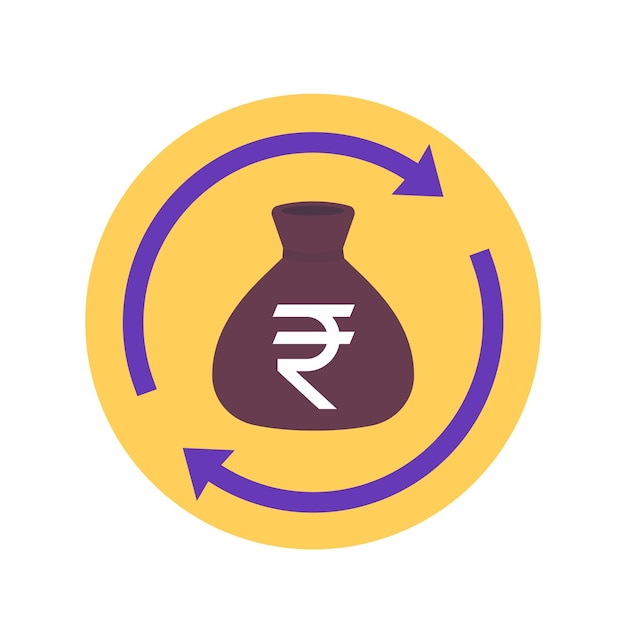 reinvest money icon with indian rupee flat vector