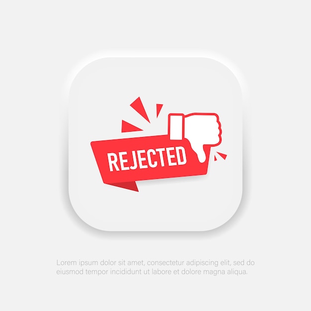 Rejected vector symbol Thumb down red symbol in neumorphism style Vector EPS 10