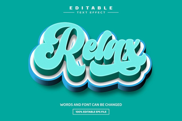 Relax 3D editable text effect template