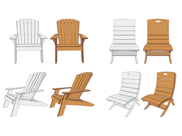 Relax Chair vector art wooden Chair vector