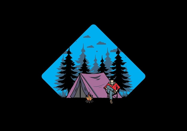 Relax in front of the tent illustration