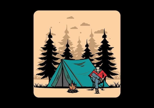 Relax in front of the tent illustration