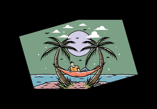 Relax on hammock on the beach illustration