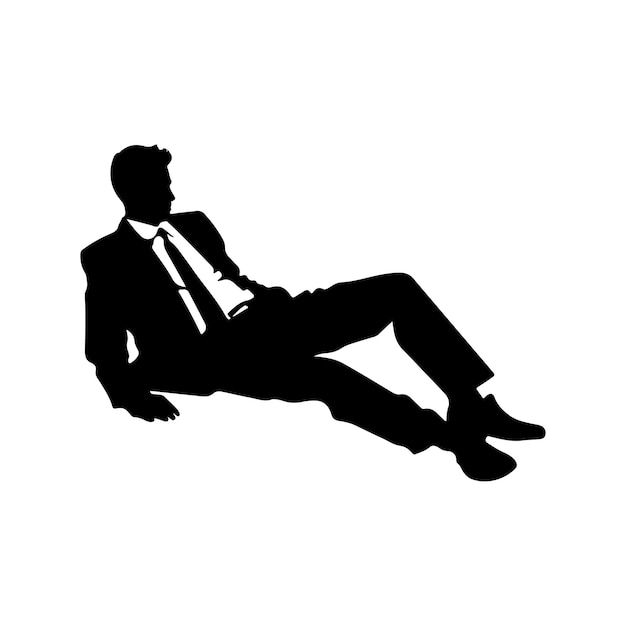 Relaxed businessman leaning silhouette clipart