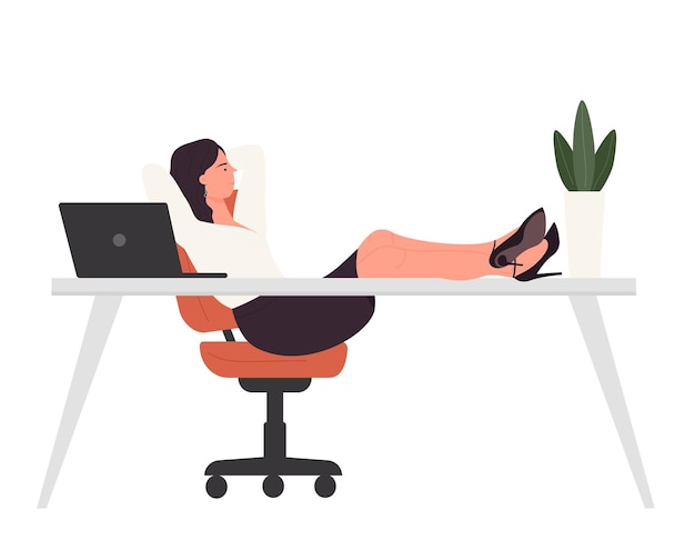 Relaxed businesswoman at workstation