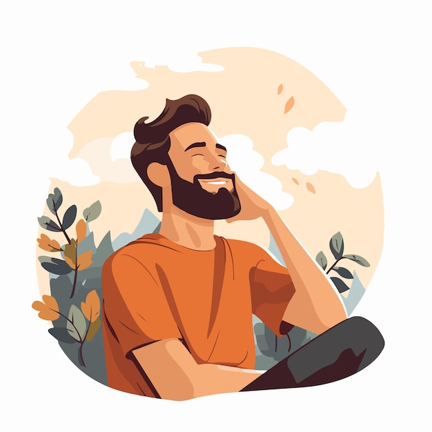 Vector relaxed person imagining dreaming pleasure