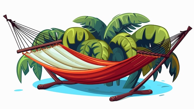 Vector relaxing hammock flat vector illustration cartoon clipart