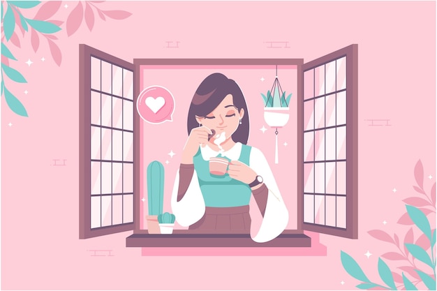 relaxing morning activity vector illustration