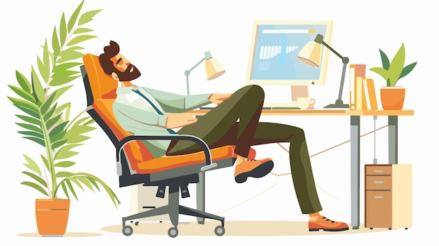 Relaxing Office Break Mixed Media Vector Illustration