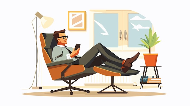 Relaxing Office Break Mixed Media Vector Illustration