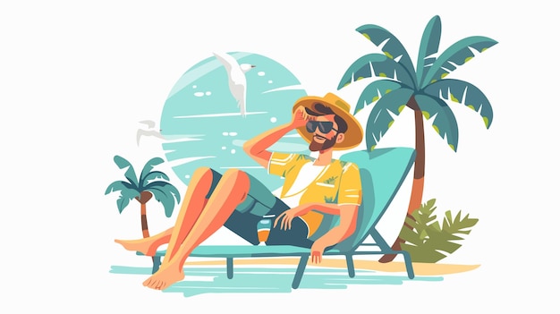 Relaxing Vacation Concept in Mixed Media Flat Style