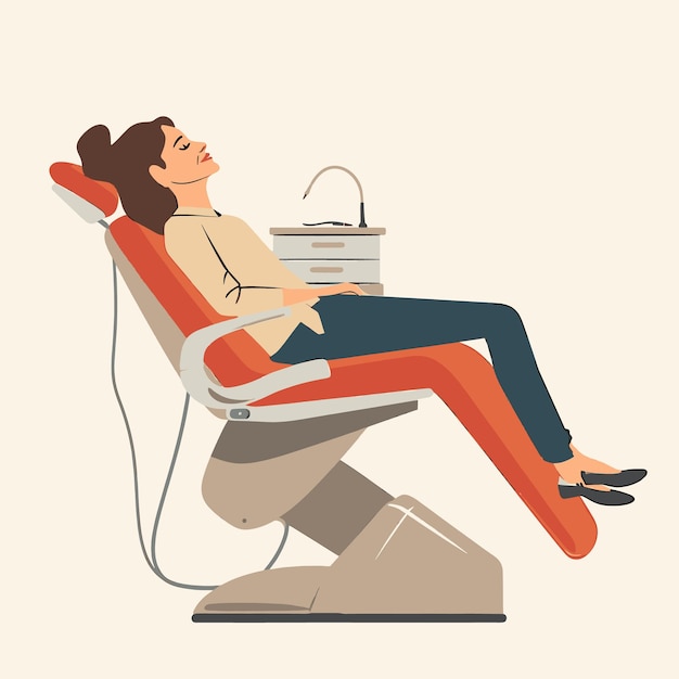 Vector relaxing woman in dentist chair vector illustration