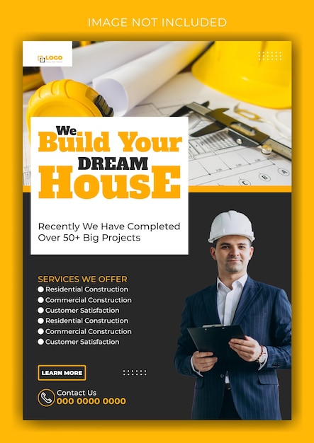 Vector reliable construction ads promotional flyer design