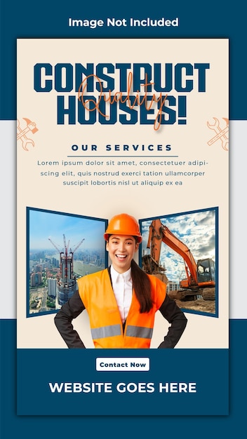 Vector reliable construction ads promotional instagram story design