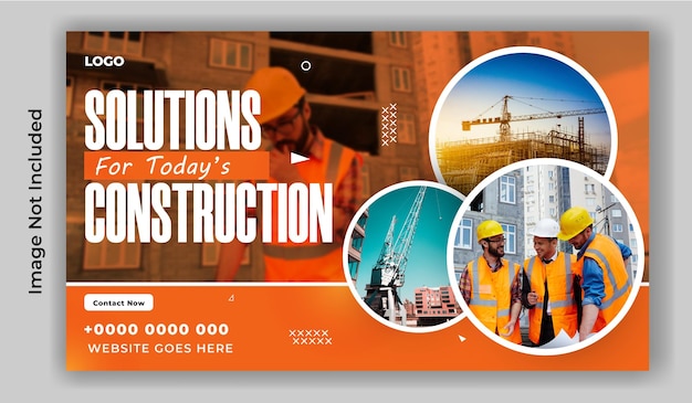 Reliable Construction ads promotional Web Banner design