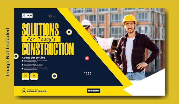 Vector reliable construction ads promotional web banner design