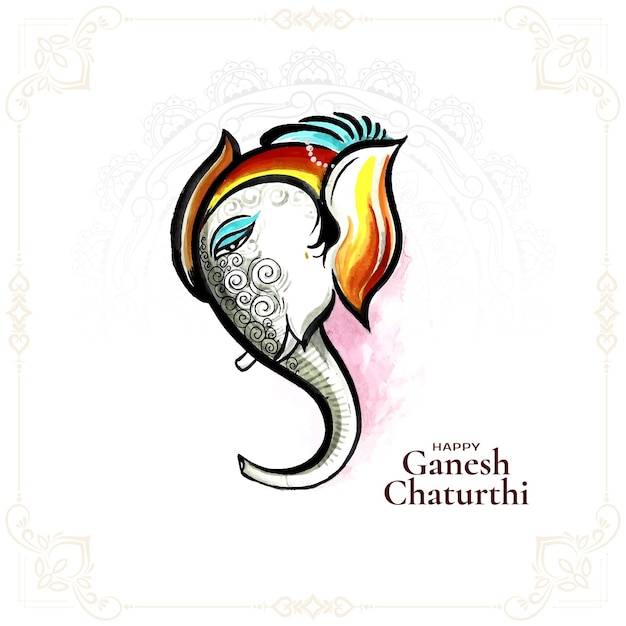 Religious beautiful Happy Ganesh Chaturthi festival greeting card