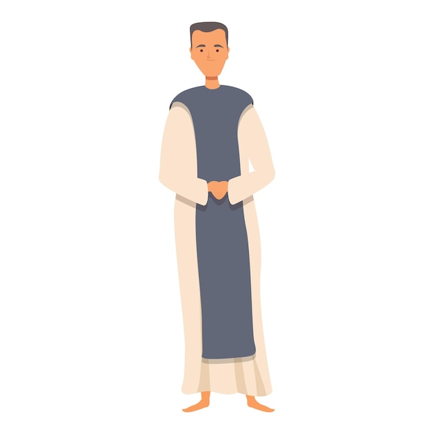 Religious monk icon cartoon vector Priest man Rishi friar