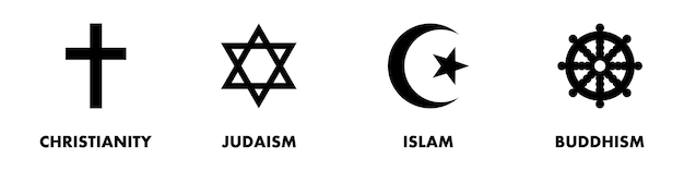 Religious signs Set Symbols of world religion