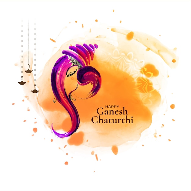 Religious traditional Happy Ganesh Chaturthi festival greeting watercolor background