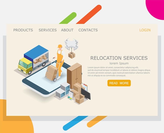 Relocation service website landing page design template