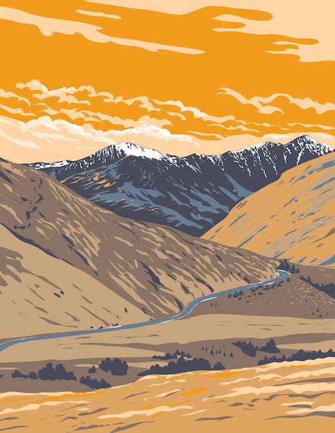 Vector the remarkables kawarau in queenstown new zealand wpa poster art