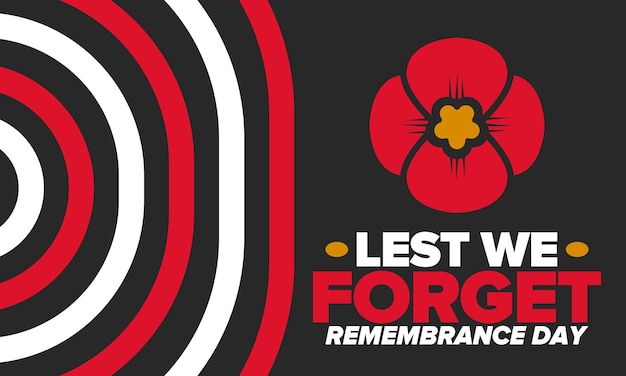 Remembrance Day Lest we Forget Remembrance poppy Poppy day Memorial day Red poppy Vector art