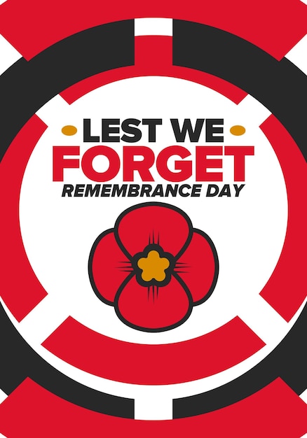 Remembrance Day Lest we Forget Remembrance poppy Poppy day Memorial day Red poppy Vector art