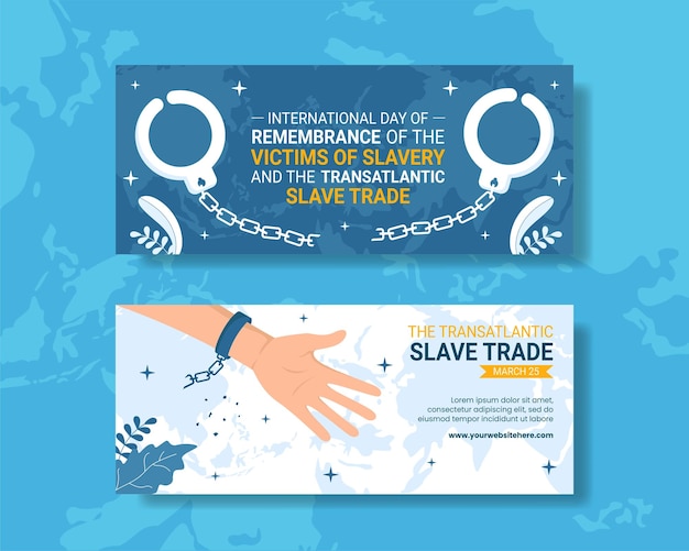 Remembrance of the Victims of Slavery and Slave Trade Horizontal Banner Hand Drawn Illustration