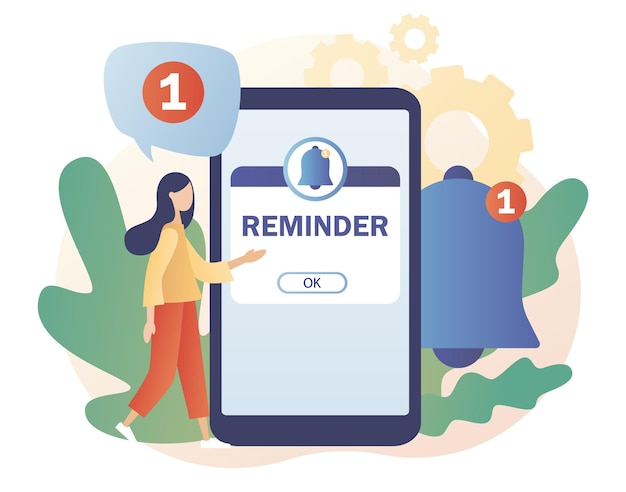 Reminder concept. New notice. Notifications page with notification bell on smartphone. Important