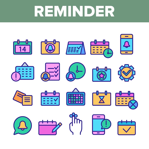 Reminder Elements Icons Set