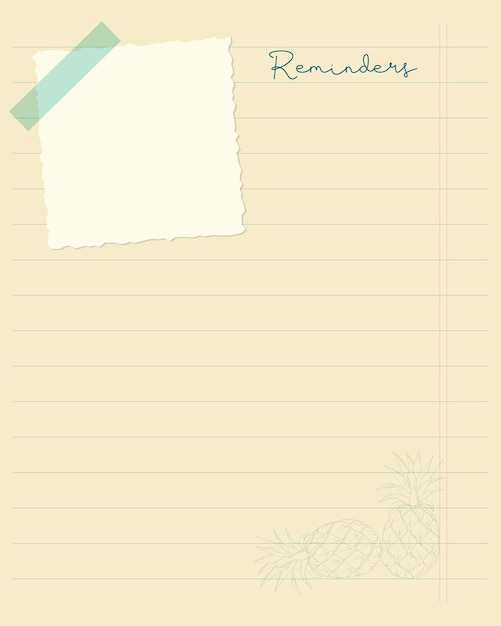 Reminder sheet template to do list note planner scrapbooking and decoupage hand drawn pineapple