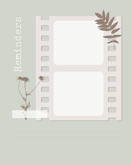 Reminder template vintage collage blank with plants, blank for notes to do list, planner, ideas