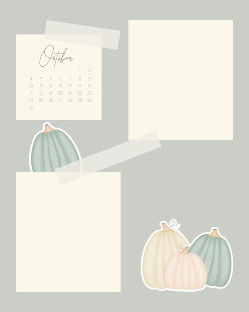 Reminders calendar October 2022 collage vintage for notes to do list scrapbooking sticker pumpkin