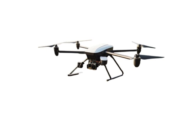 Vector remote control air drone drone flying with action video camera 3d render isolated on vctor