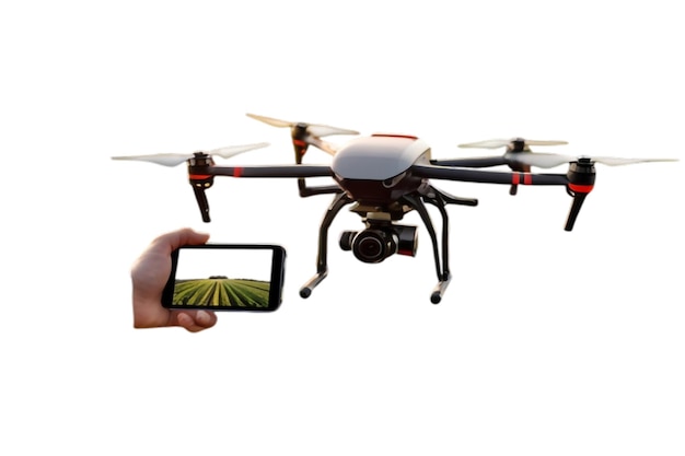 Vector remote control air drone drone flying with action video camera 3d render isolated on vctor