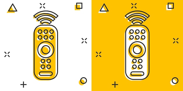 Remote control icon in comic style Infrared controller vector cartoon illustration on white isolated background Tv keypad business concept splash effect