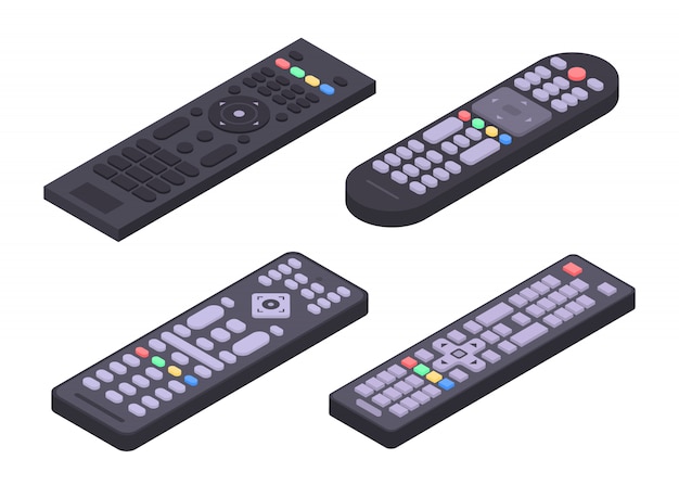 Remote icons set, isometric style