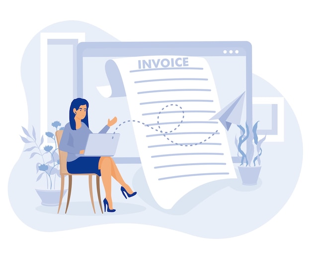 Remote payrollFreelancer filling invoice distance job payroll money transfer online get salary on bank accountflat vector modern illustration