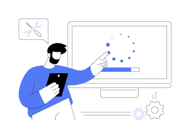 Remote troubleshooting abstract concept vector illustration