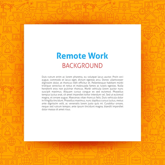 Remote Work Paper Template. Vector Illustration of Outline Design.