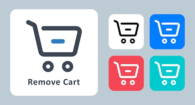 Remove Cart icon vector illustration line outline icons