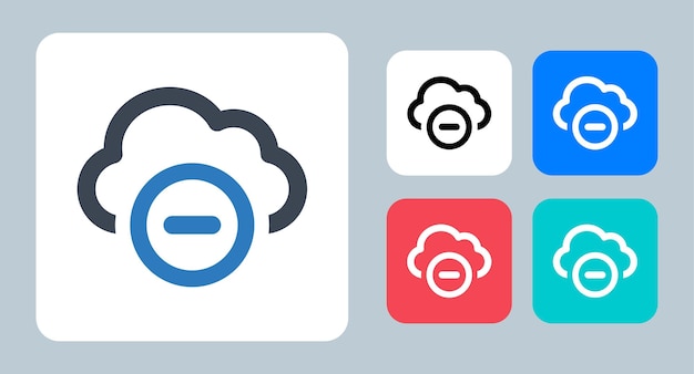 Remove Cloud icon vector illustration line outline icons